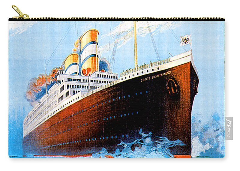 Conte Biancamano Carry-all Pouch featuring the painting Conte Biancamano Conte Rosso Conte Verde Cruise Ships Poster 1925 by Unknown