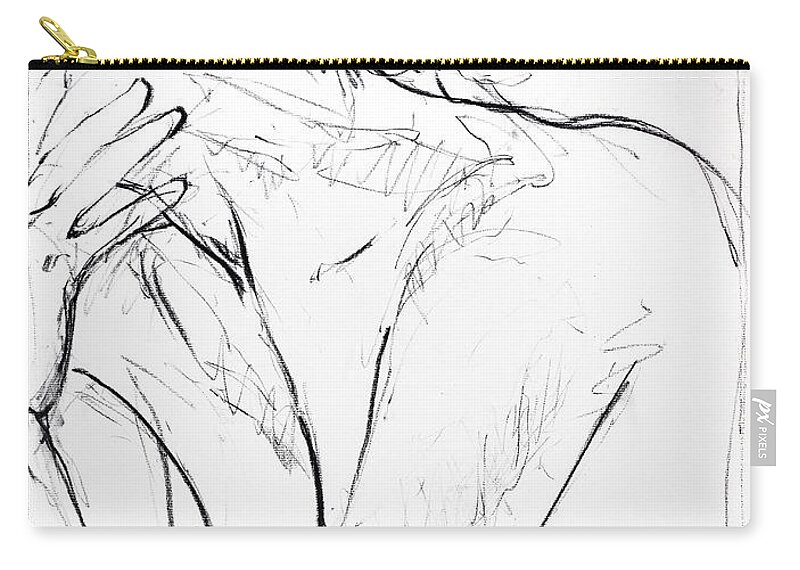 Figurative Zip Pouch featuring the drawing Contemplation by Lisa Tennant