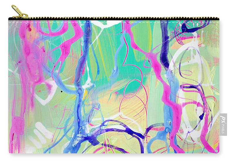Contemporary Decor Zip Pouch featuring the painting Contemporary Abstract - Crossing Paths No. 2 - Modern Artwork Painting No. 4 by Patricia Awapara