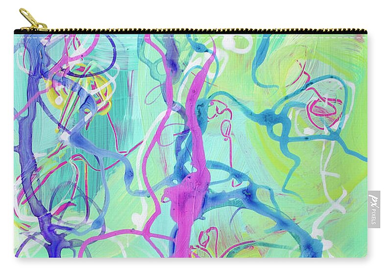 Modern Abstract Art Carry-all Pouch featuring the painting Contemporary Abstract - Crossing Paths No. 2 - Modern Artwork Painting by Patricia Awapara