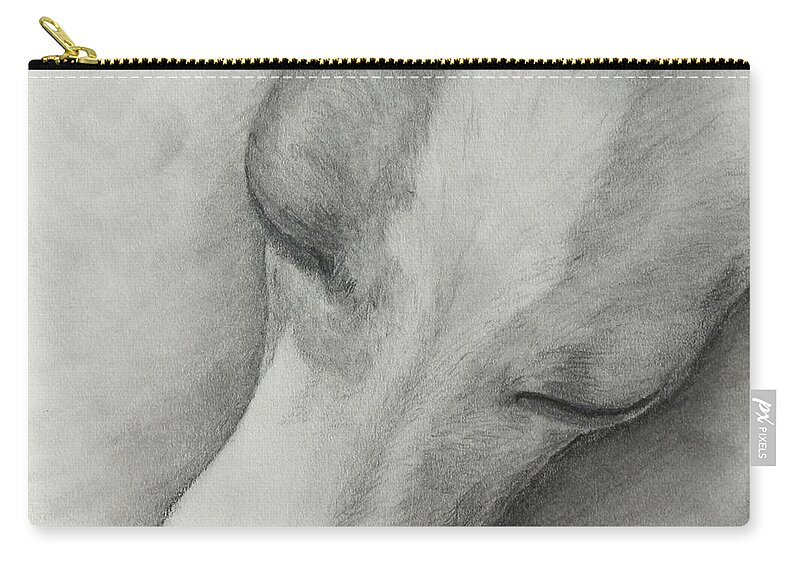 Italian Greyhound Carry-all Pouch featuring the drawing Comfy by Heather E Harman