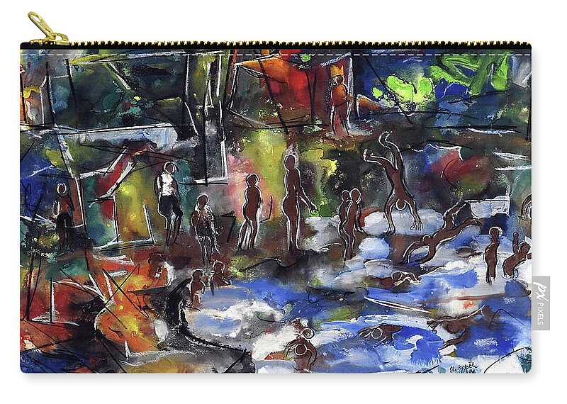 African Art Carry-all Pouch featuring the painting Cooling Off by Eli Kobeli 1932-1999