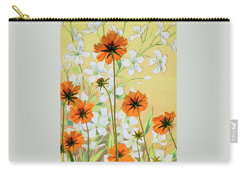 Flora Zip Pouch featuring the photograph Coreopsis with French Gypsophile Blanc by Mary Lee Dereske