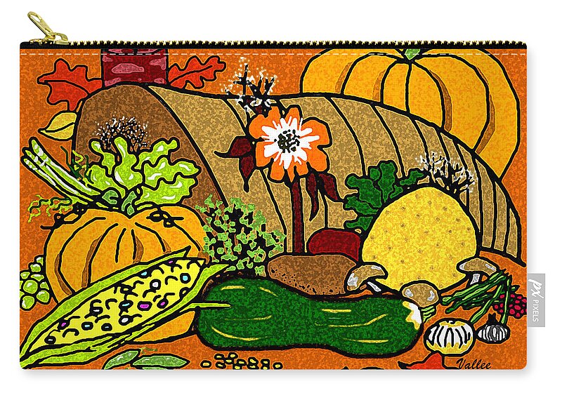 Thanksgiving Zip Pouch featuring the digital art Cornucopia by Vallee Johnson