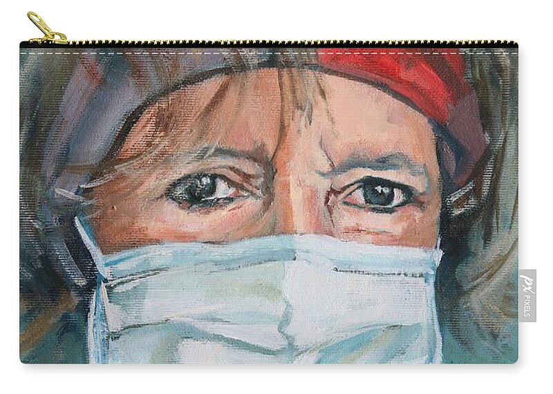 Portrait Zip Pouch featuring the painting Corona Catherine by Christel Roelandt