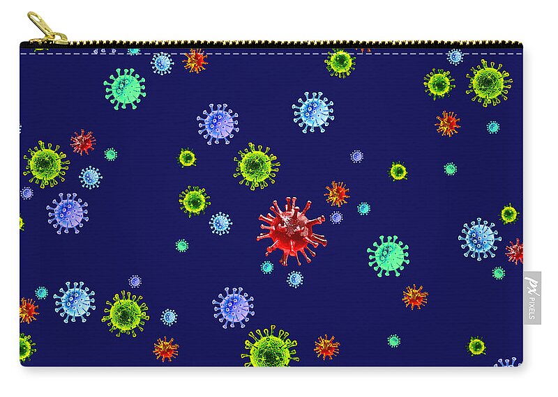 Coronavirus Zip Pouch featuring the digital art Coronavirus on Black by Miriam A Kilmer