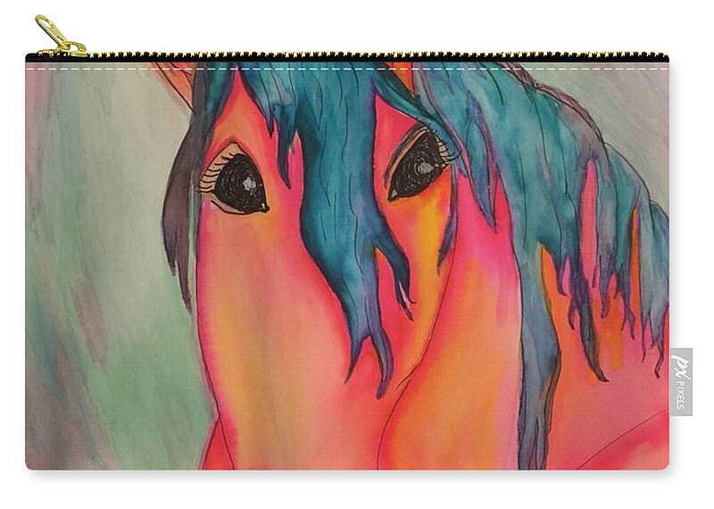 Horse Carry-all Pouch featuring the painting Cosmic Horse by Sandy Rakowitz