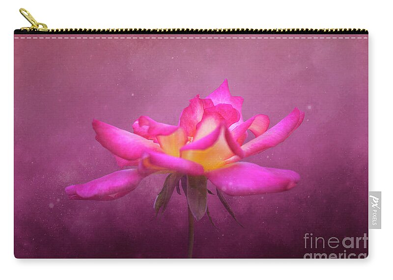 Rose Zip Pouch featuring the photograph Cosmic Rose by Joan Bertucci