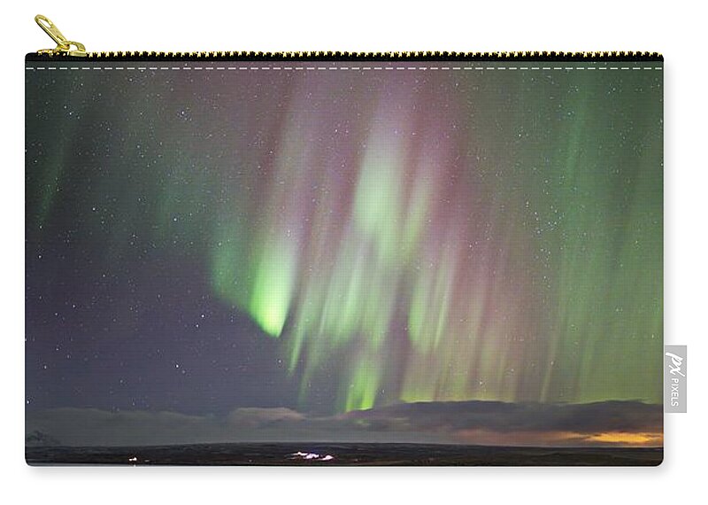 Iceland Zip Pouch featuring the photograph Cotton Candy Skies #1 by Christopher Mathews