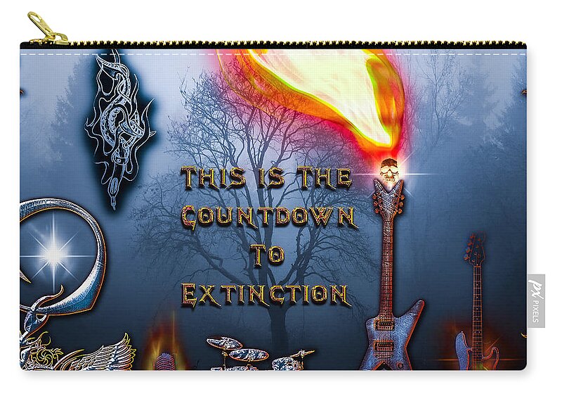 Hard Rock Music Zip Pouch featuring the digital art Countdown to Extinction by Michael Damiani