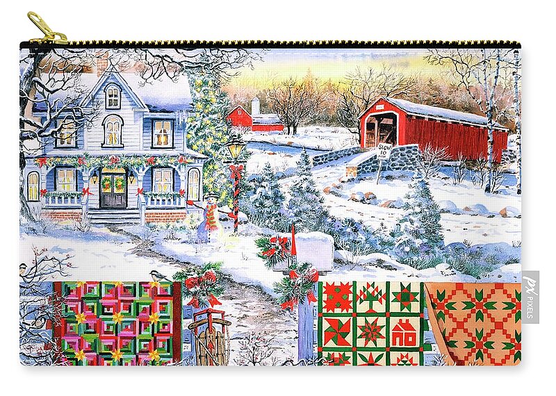 Snow Carry-all Pouch featuring the painting Country Christmas by Diane Phalen