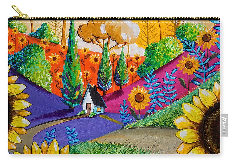 Sunflowers Zip Pouch featuring the painting Country Lights #30 by Cindy Thornton