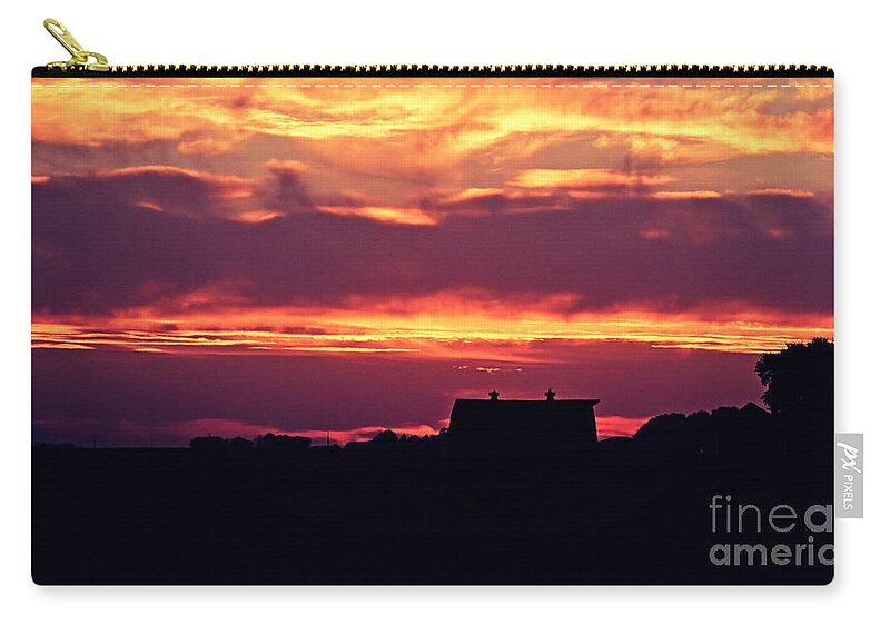 Country Sunset In Iowa-16x9 Zip Pouch featuring the photograph Country Sunset In Iowa-16x9 by Kathy M Krause