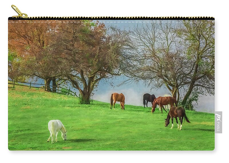 Horses Zip Pouch featuring the photograph County Living by Kevin Lane