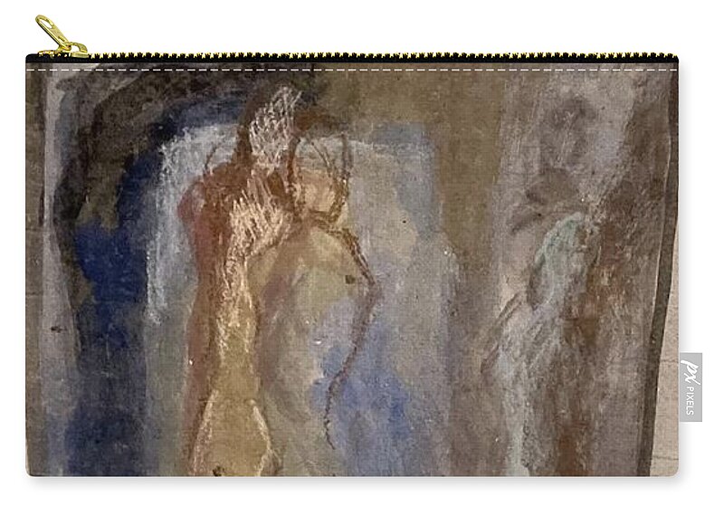 Paper Zip Pouch featuring the painting Couple in the mirror by David Euler