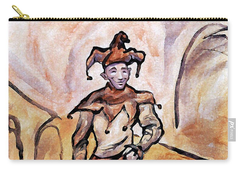 Jester Zip Pouch featuring the painting Court Jester by Kevin Middleton