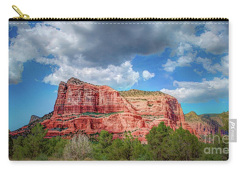 Arizona Zip Pouch featuring the photograph Courthouse Rock Sedona 1202P by Kenneth Johnson