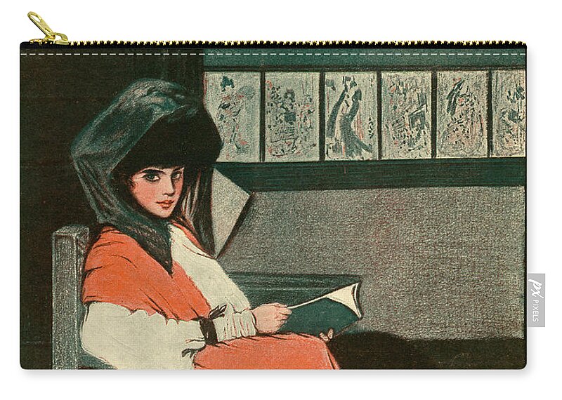 Woman Reading A Book Zip Pouch featuring the mixed media Cover of Life Magazine June 20, 1907 by Sewell Collins