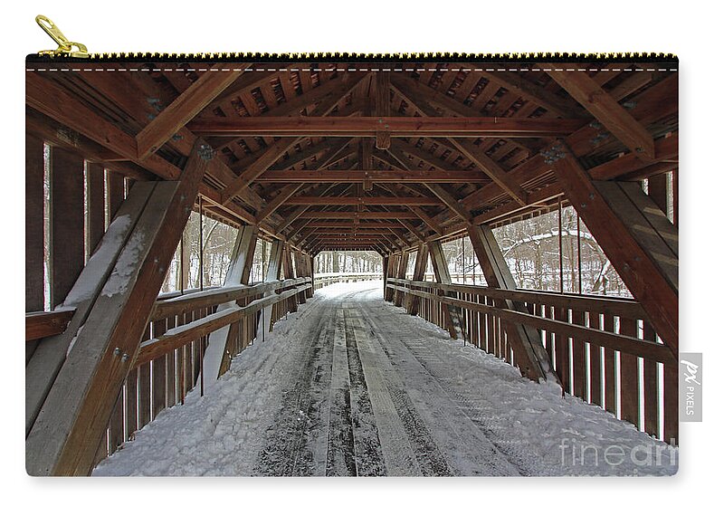 Covered Bridge Zip Pouch featuring the photograph Covered Bridge Wildwood Metropark Toledo Ohio 9249 by Jack Schultz