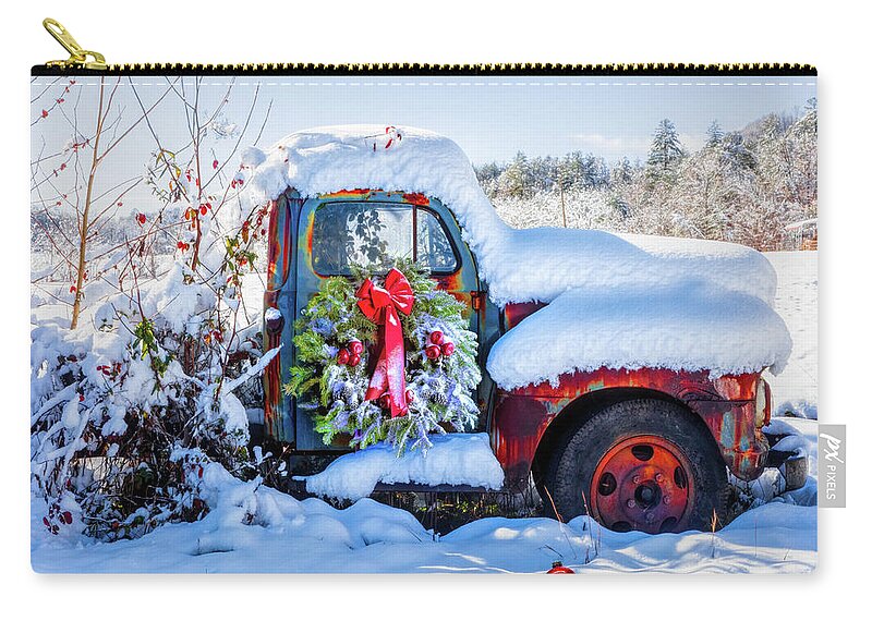 1950 Zip Pouch featuring the photograph Covered in Snow by Debra and Dave Vanderlaan