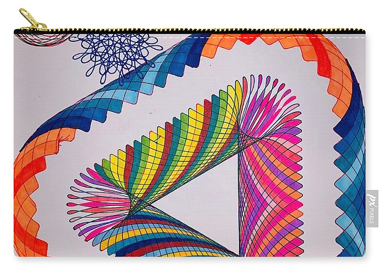Spirograph Zip Pouch featuring the drawing Covid-19 Defense System by Steve Sommers
