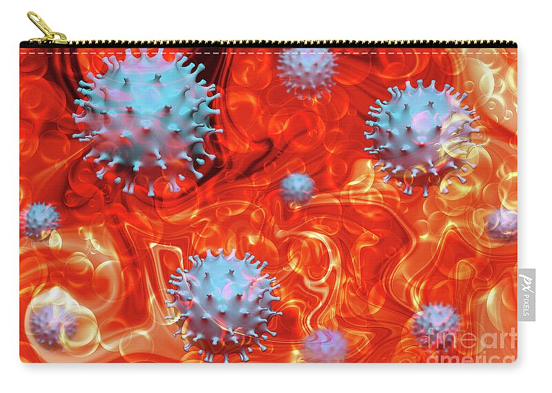Coronavirus Zip Pouch featuring the photograph COVID 19 outbreak viral infection by Benny Marty