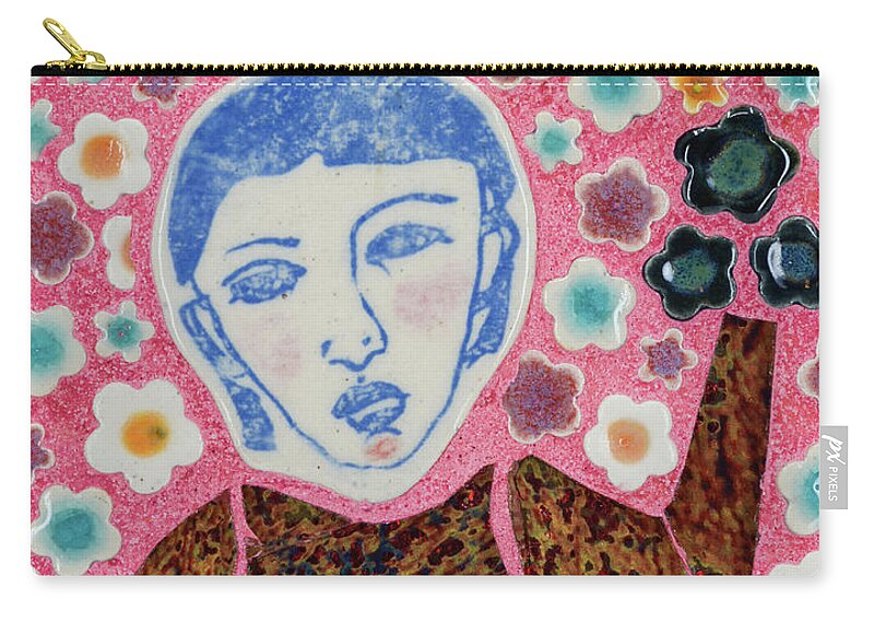Mosaic Zip Pouch featuring the mixed media COVID in the Spring by Cherie Bosela