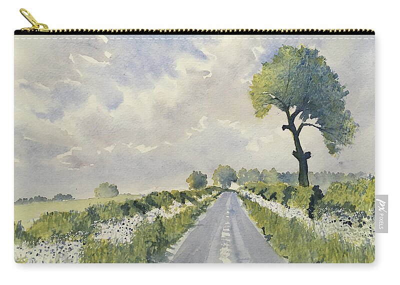 Watercolour Zip Pouch featuring the painting Cow Parsleyon Turkey Lane by Glenn Marshall