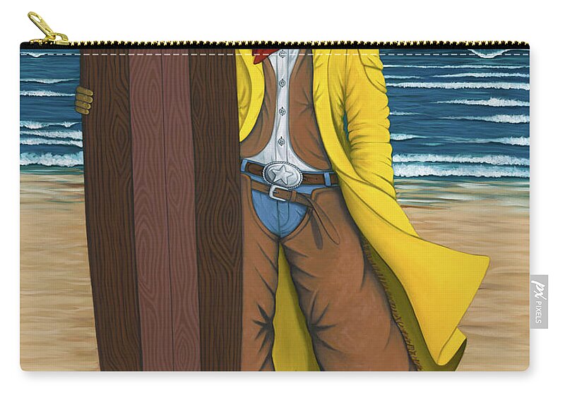 Local Surfer Zip Pouch featuring the painting Cowboy Surfer by Lance Headlee