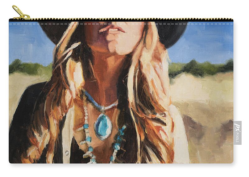 Cowgirl Zip Pouch featuring the painting Cowgirls rule by Tate Hamilton