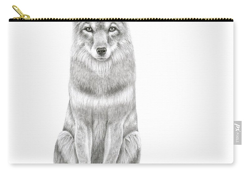 Coyote Zip Pouch featuring the drawing Coyote by Monica Burnette