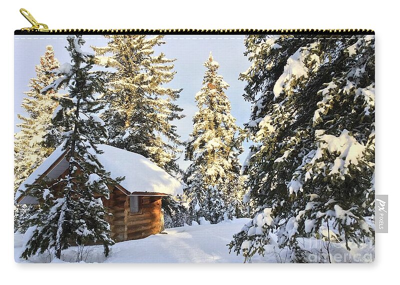 Cozy Cabin Zip Pouch featuring the photograph Cozy Cabin by Nicola Finch