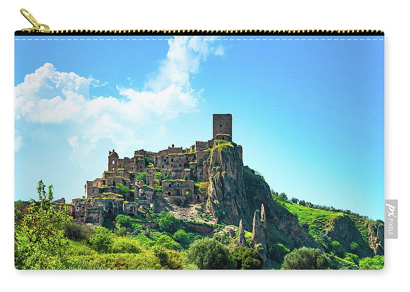 Craco Zip Pouch featuring the photograph Craco ghost town, Basilicata by Stefano Orazzini