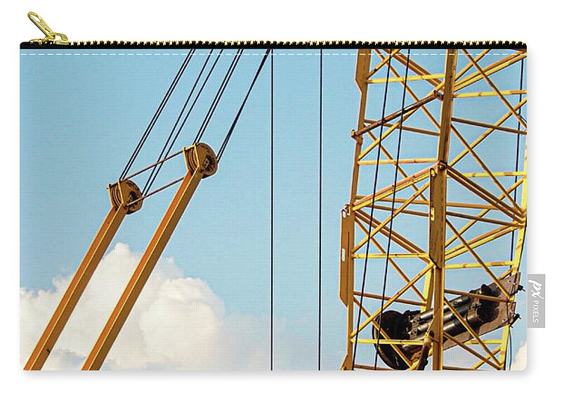 Crane Construction Metal Yellow Carry-all Pouch featuring the photograph Crane by John Linnemeyer