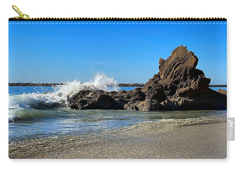 Waves Zip Pouch featuring the photograph Crashing Waves by Brian Eberly