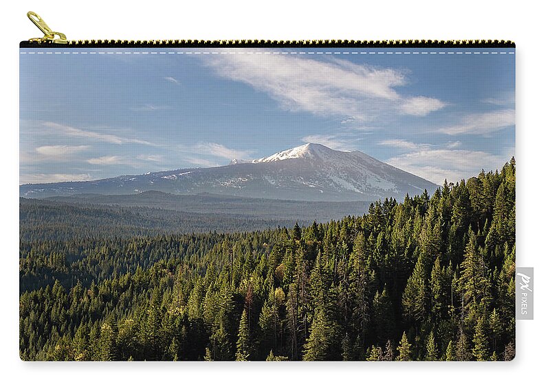 Crater Peak Mountain Zip Pouch featuring the photograph Crater Peak by Gary Geddes