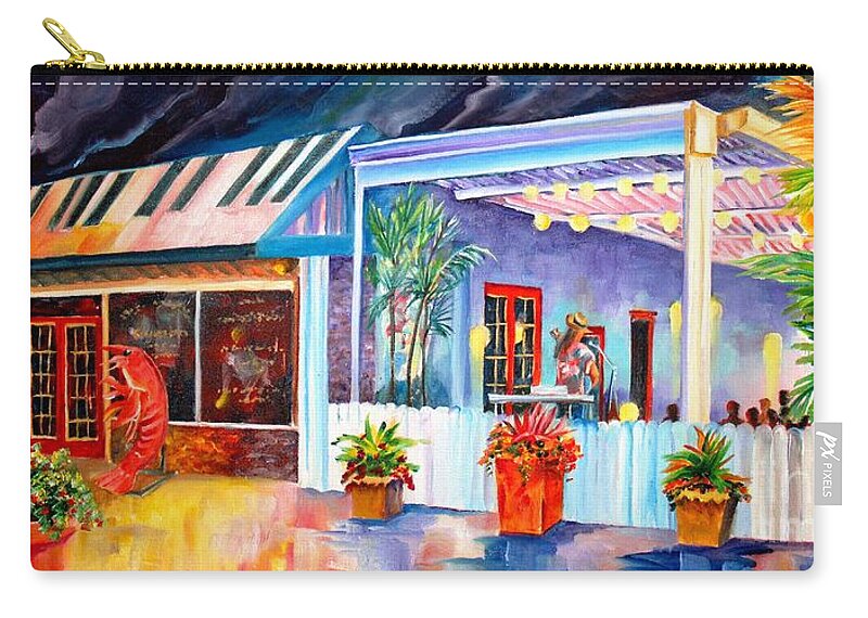Crawdaddy's Zip Pouch featuring the painting Crawdaddy's Nawlins Cafe by Diane Millsap