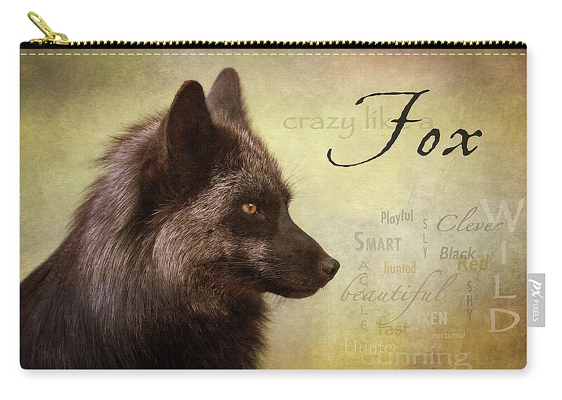 Fox Zip Pouch featuring the digital art Crazy Like a Fox by Nicole Wilde