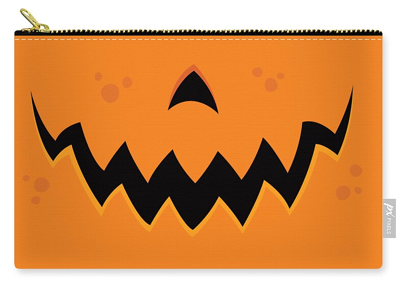 Pumpkin Zip Pouch featuring the digital art Crazy Pumpkin Jack-O-Lantern Mouth by John Schwegel