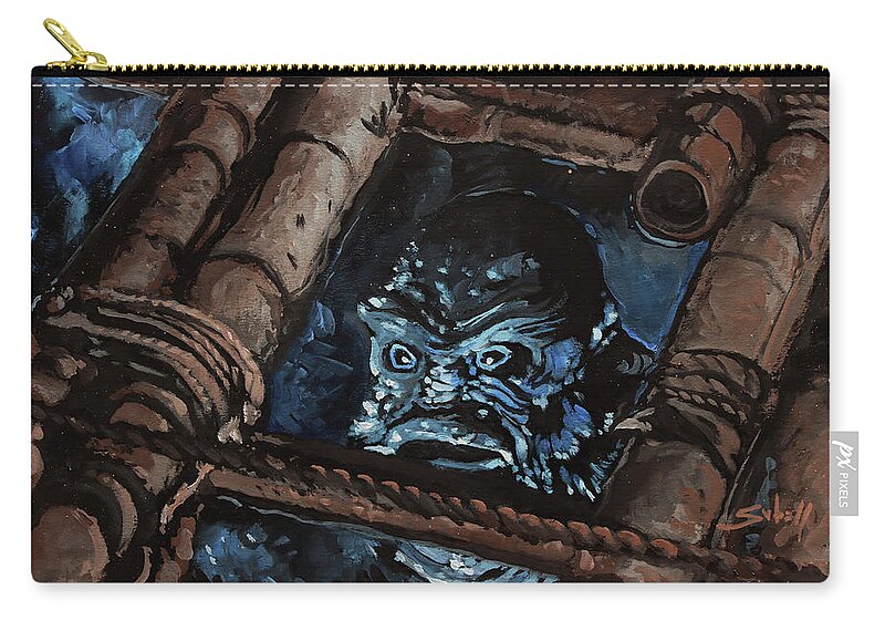 Creature Zip Pouch featuring the painting Creature From The Black Lagoon by Sv Bell