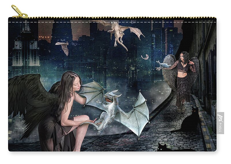 Creatures Carry-all Pouch featuring the digital art Creatures of the Night by Diana Haronis