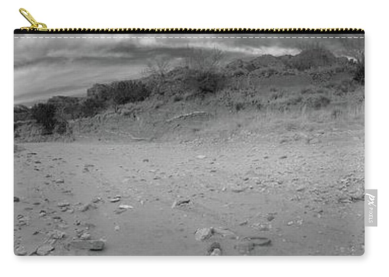 Richard E. Porter Zip Pouch featuring the photograph Creek Bed and Clouds, Caprock Canyons State Park, Texas by Richard Porter
