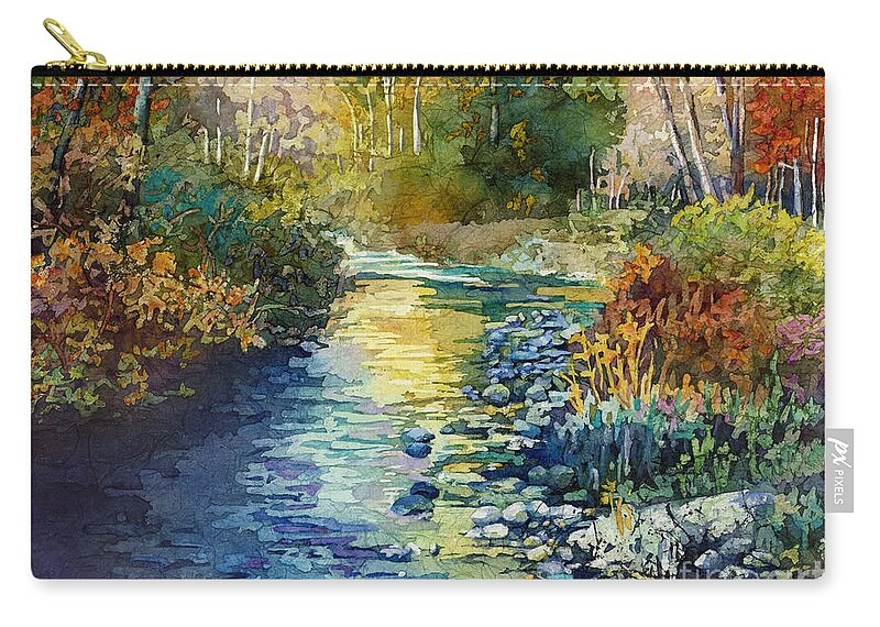 Creek Zip Pouch featuring the painting Creekside Tranquility by Hailey E Herrera
