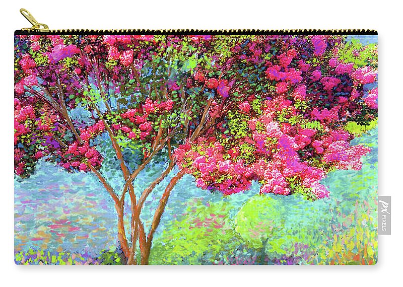 Landscape Zip Pouch featuring the painting Crepe Myrtle Memories by Jane Small