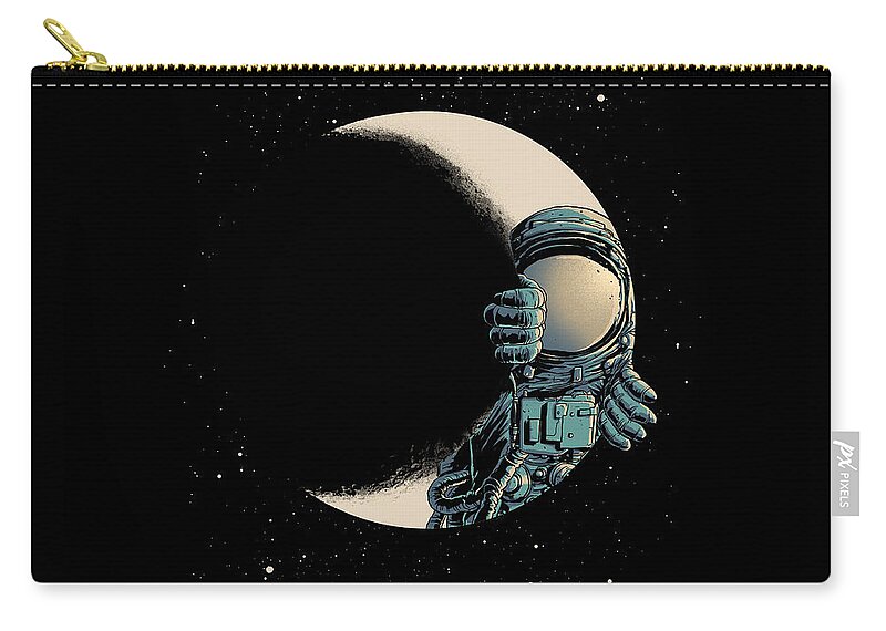 Crescent Moon Zip Pouch featuring the digital art Crescent Moon by Digital Carbine