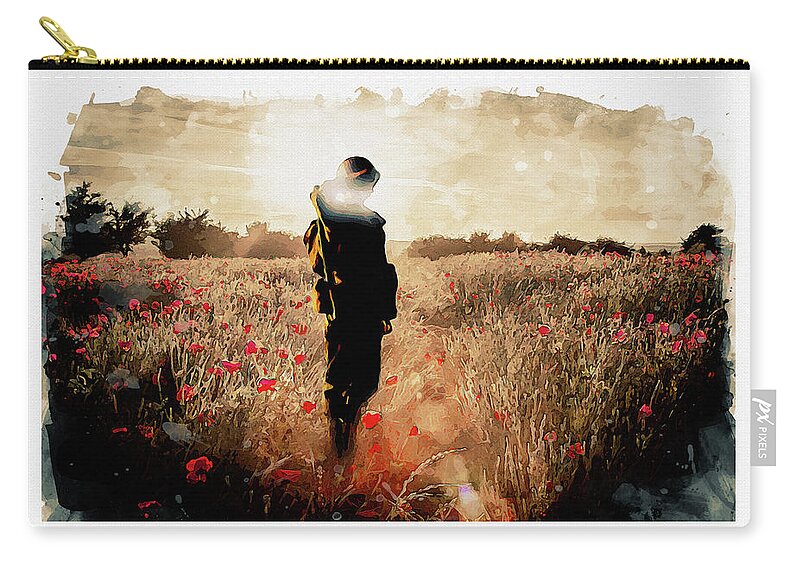 Soldier Poppy Zip Pouch featuring the digital art Crimson Salute by Airpower Art
