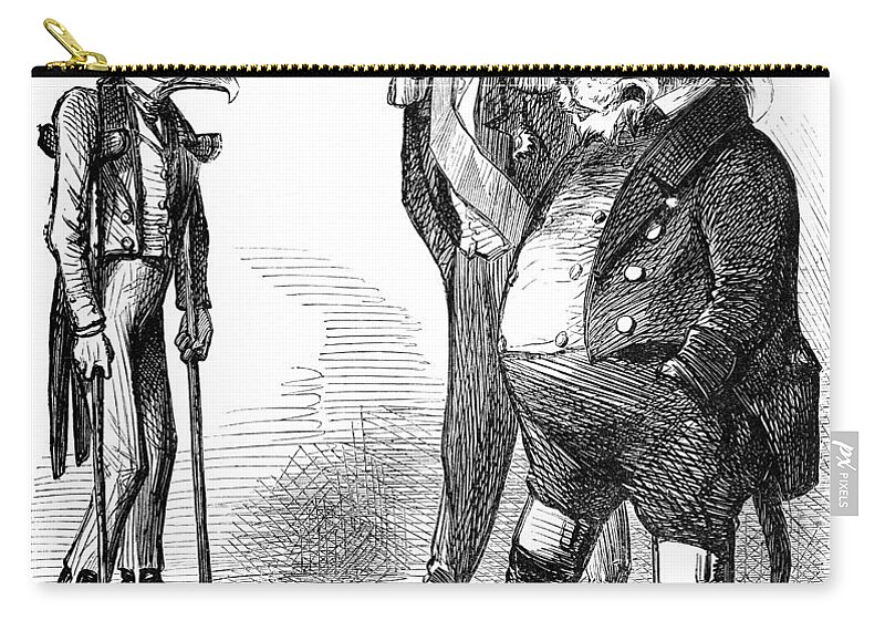 1861 Zip Pouch featuring the drawing Crippled Eagle Cartoon, 1861 by Granger