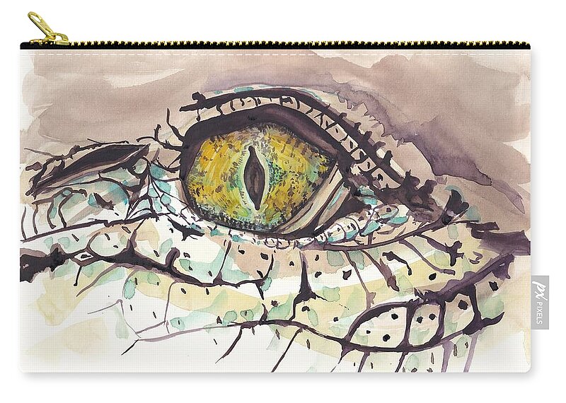 Crocodile Carry-all Pouch featuring the painting Croc by George Cret