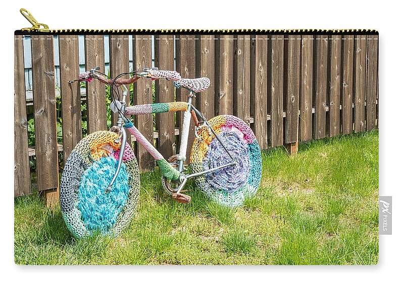 Crocheted Bicycle Zip Pouch featuring the photograph Crocheted Bicycle by Tom Cochran