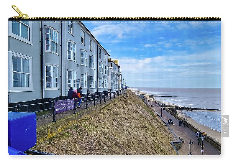 Cromer Zip Pouch featuring the photograph Cromer West Cliffs and Esplanade by Gordon James